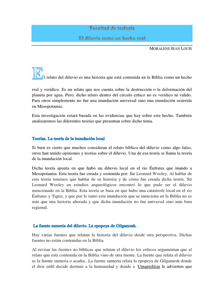 Teorías y evidencias del diluvio bíblico | PDF | Mito de la inundación ...