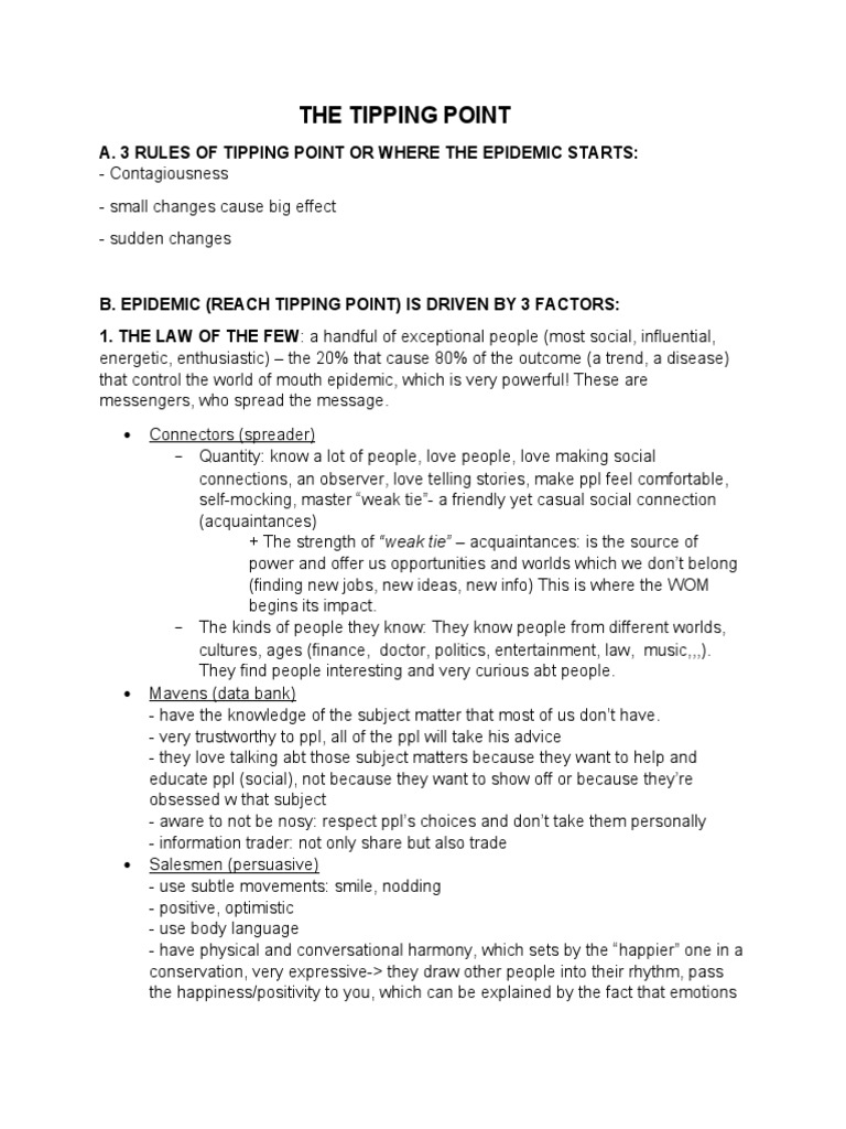 The Tipping Point: Epidemic Rules | PDF | Self Esteem | Mental Disorder