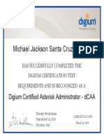Has Successfully Completed The Digium Certification Test Requirements and Is Recognized As A Michael Jackson Santa Cruz Romero