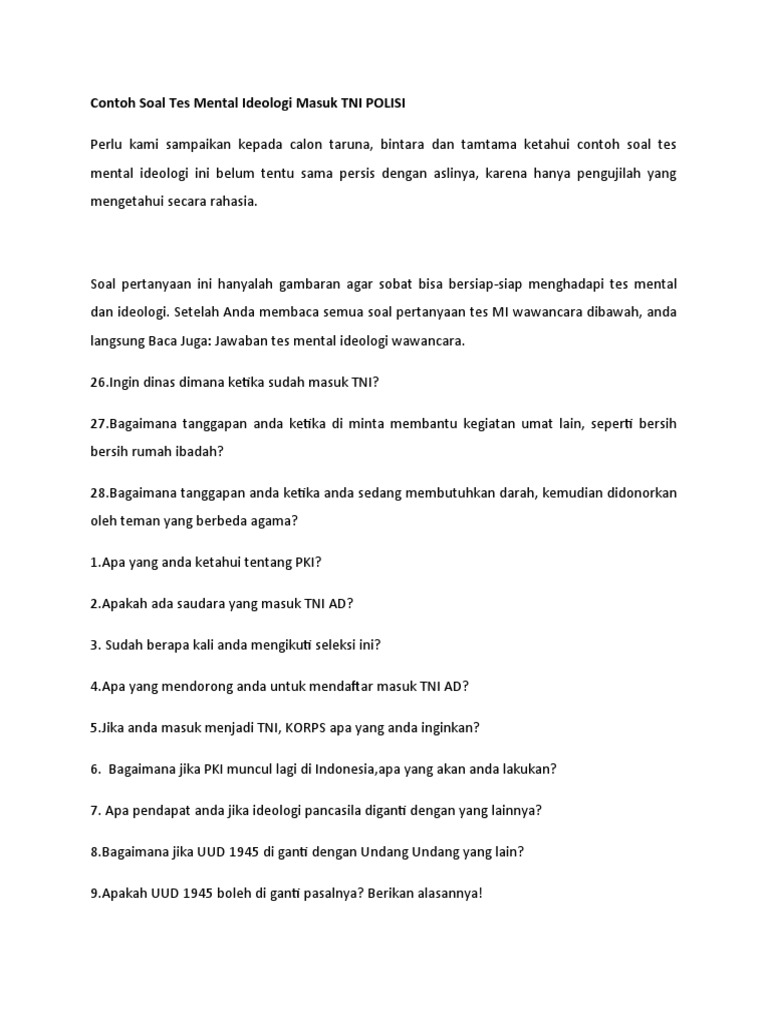 Coso Tes Wawancara Tni Polri