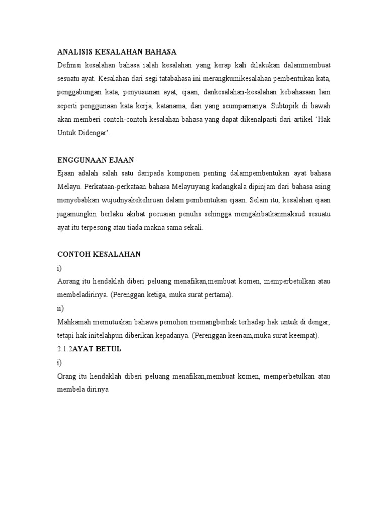 ANALISIS KESALAHAN BAHASA