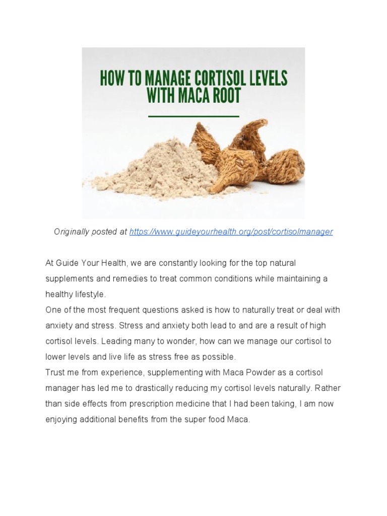 How to manage cortisol levels with maca root pdf cortisol panic