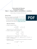 Econometría Básica Taller 1 - Repaso álgebra, probabilidad y estadística