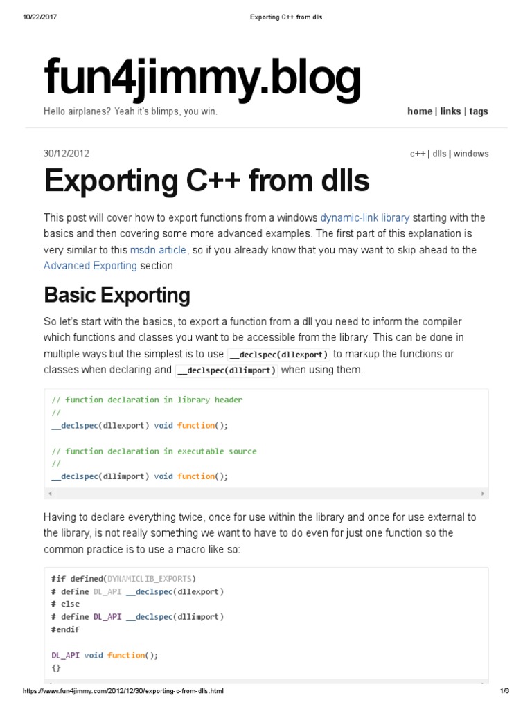 C++ DLL Function Exporting Guide | PDF | Library (Computing) | C++