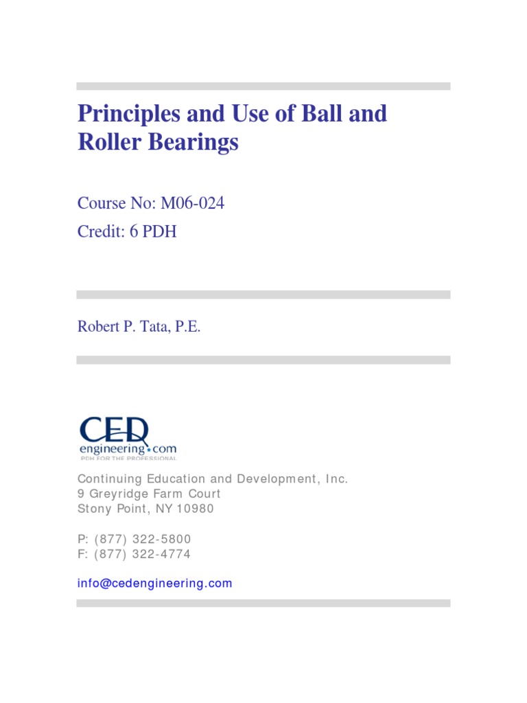 Principles and Use of Ball and Roller Bearings PDF PDF Bearing