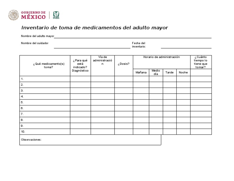 Inventario de Medicamentos para Adultos Mayores | PDF | Salud y bienestar
