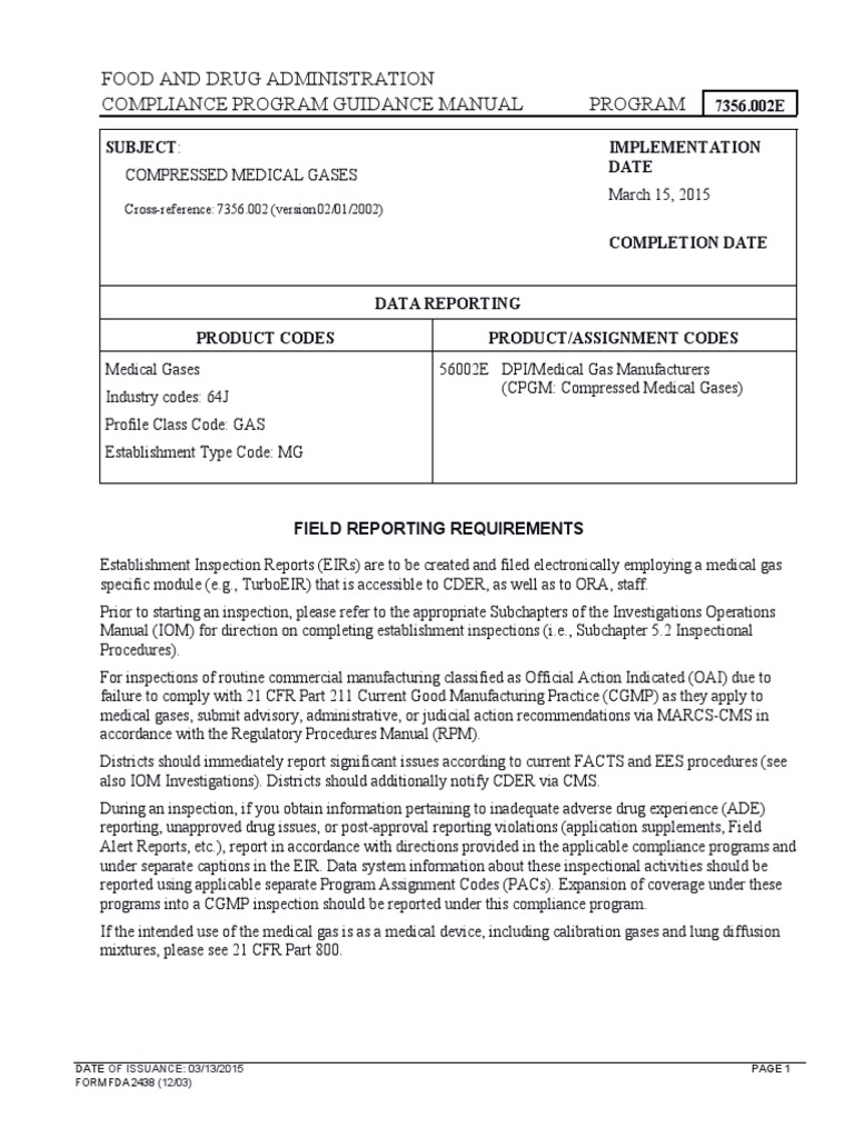 Compressed Medical Gases PDF PDF Food And Drug Administration
