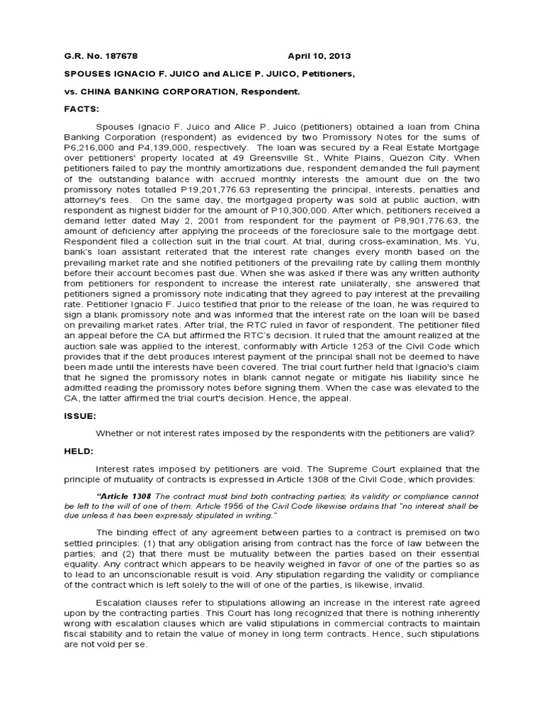 CASE DIGEST NO. 20 (Principle of Mutuality of Contracts) | PDF ...