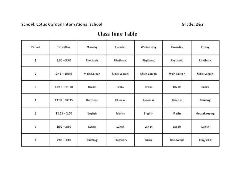 Class Schedule | PDF | Language Arts & Discipline
