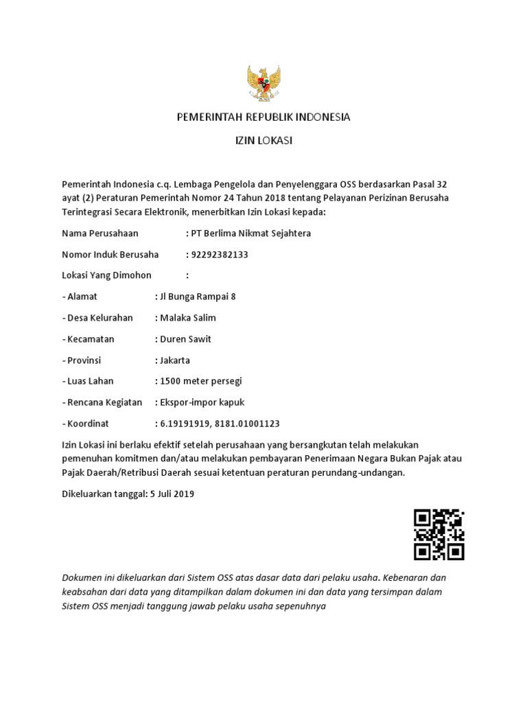 Surat Izin Lokasi PDF | PDF