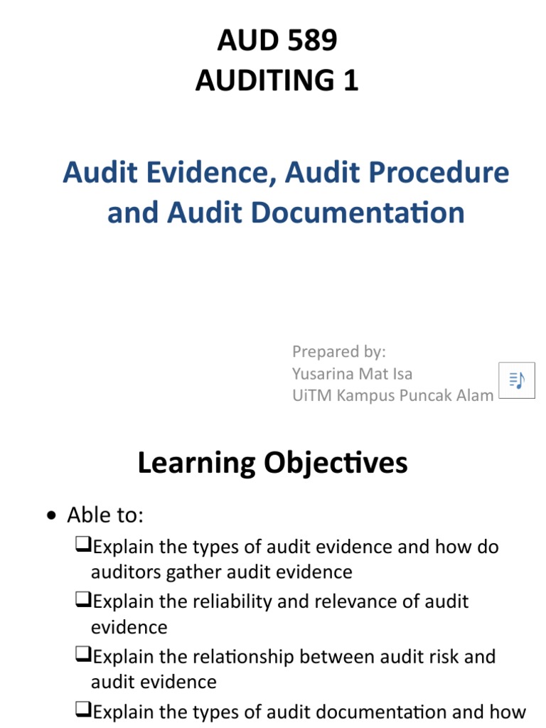Audit Evidence, Audit Procedures, and Audit Documentation An Overview