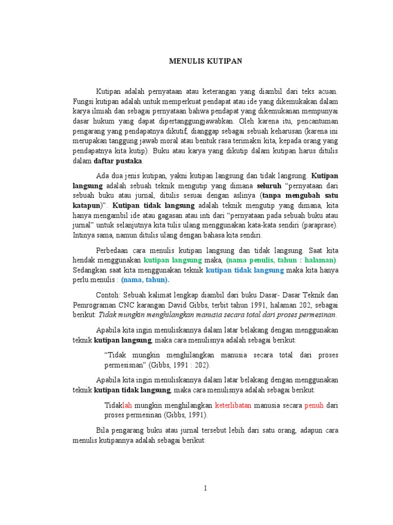 Panduan Menulis Kutipan Ilmiah | PDF