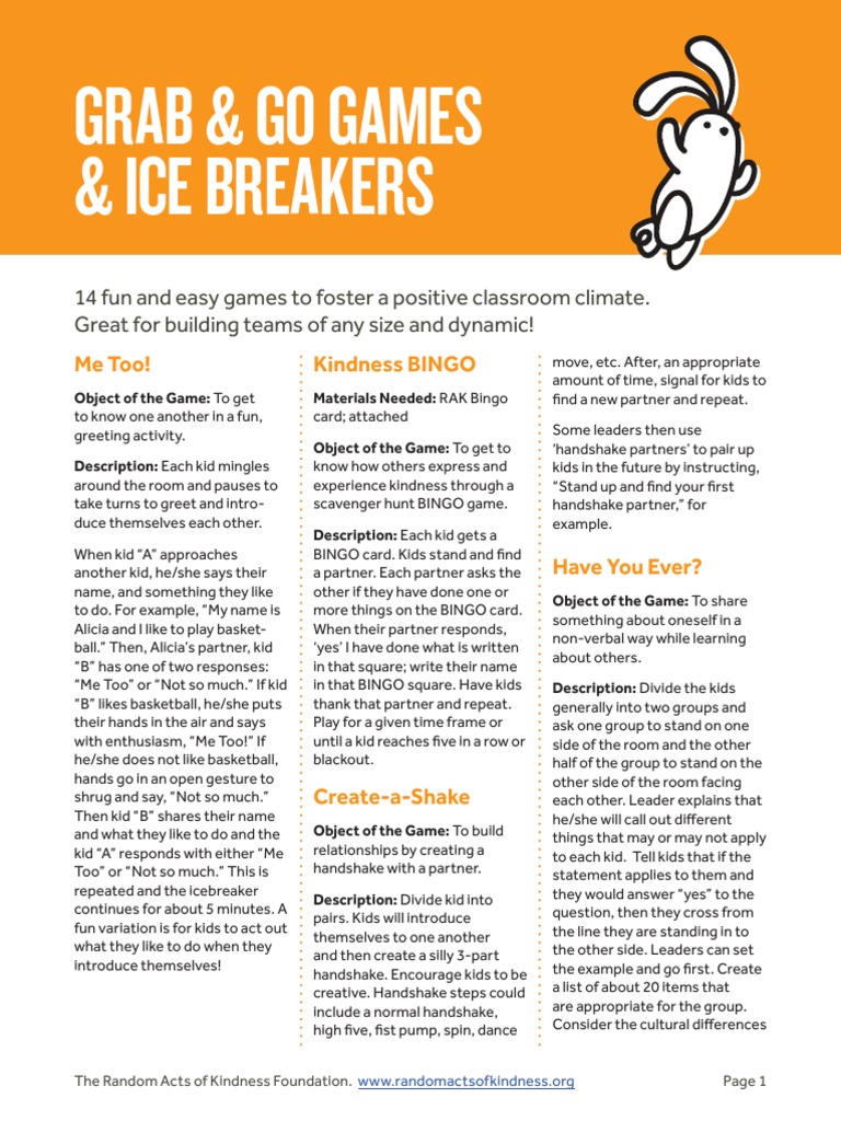 Grab & Go Games & Ice Breakers | PDF