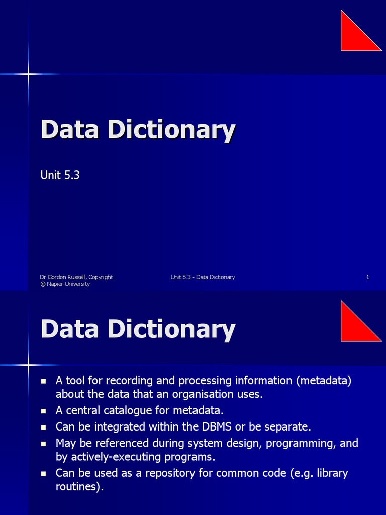 Data Dictionary | Information Science | Databases
