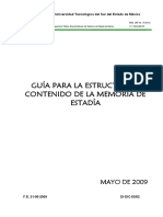 Guía para la estructura y contenido de la memoria de estadía