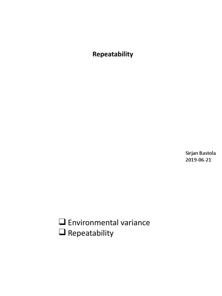 Heritability vs. Repeatability in Breeding | PDF | Heritability ...