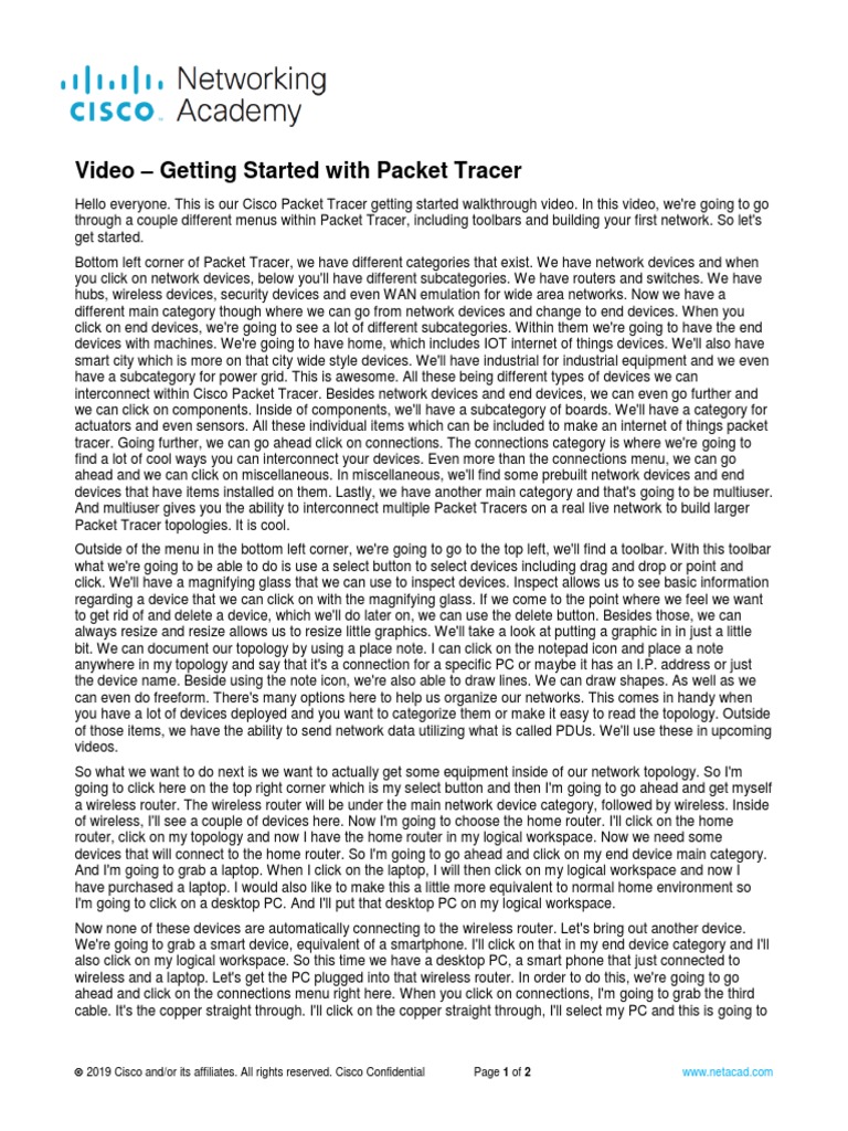 Getting Started with Cisco Packet Tracer | PDF | Internet Of Things ...