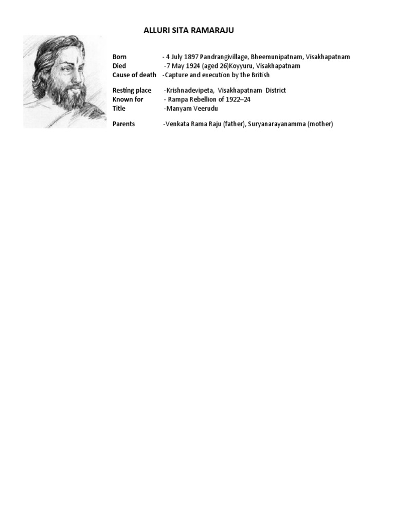 Alluri Sita Rama Raju: Life & Legacy | PDF | Religion & Spirituality ...