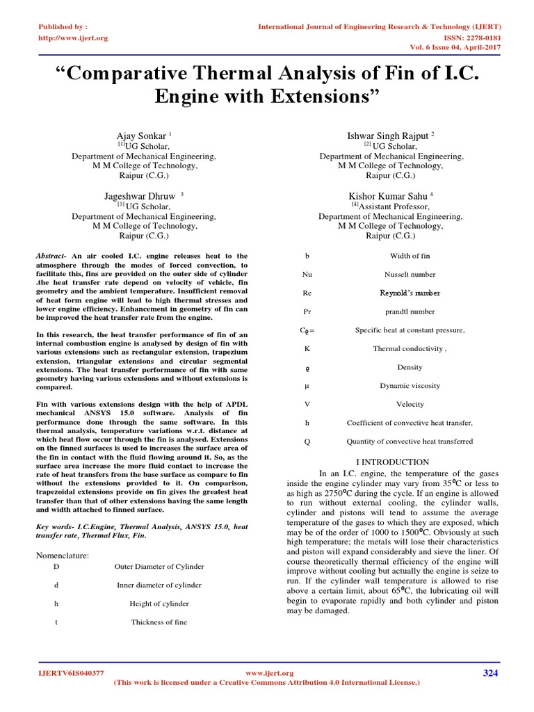 Thermal Analysis of I.C. Engine Fins | PDF | Heat Transfer | Convection