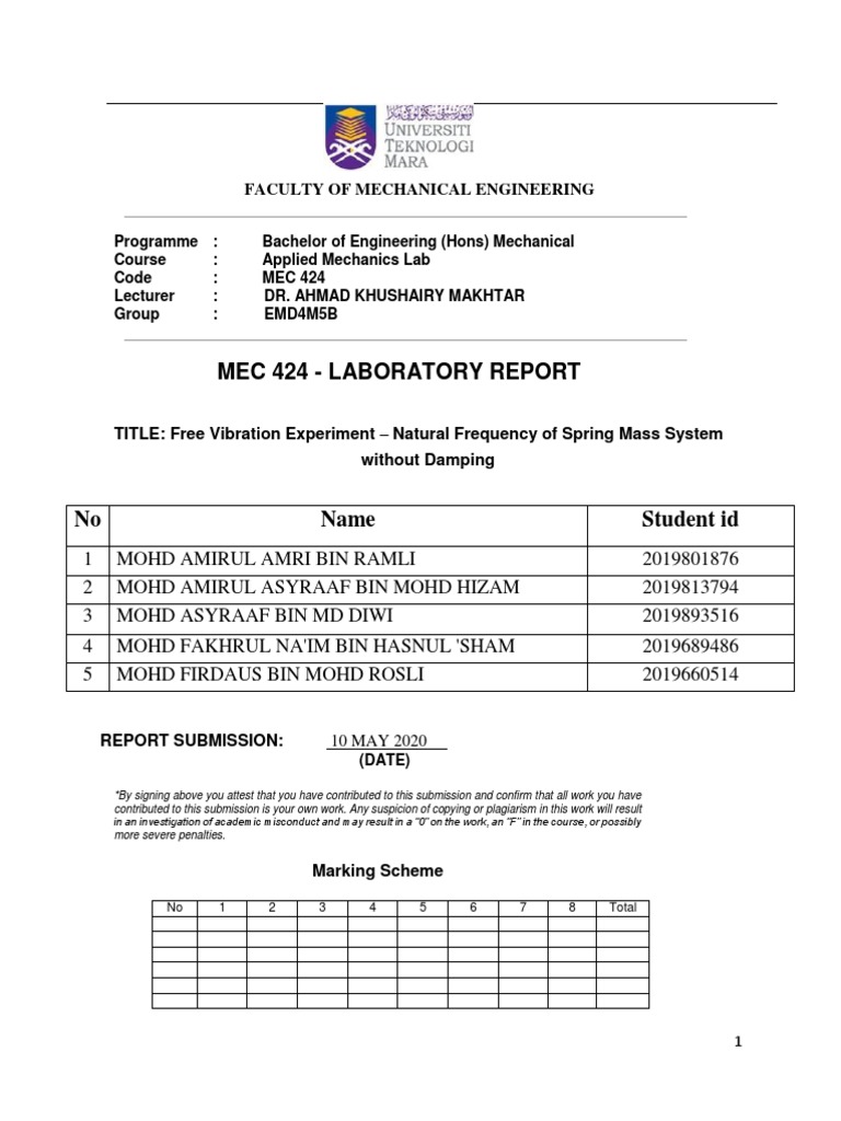 Laboratory report format pdf image