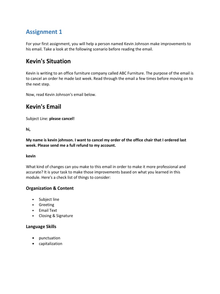 assignment email template