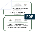 Certificates of Seminar Attended Raquel A. Bacuyag Teacher III