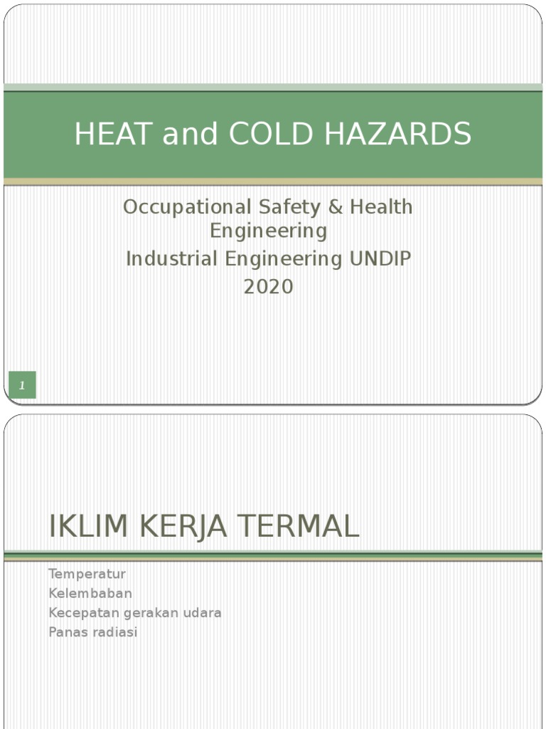 Heat and Cold Hazards in Workplaces | PDF | Personal Protective ...