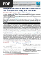 Design of Pre-Stressed Precast Concrete Truss and A Comparative Study With Steel Truss