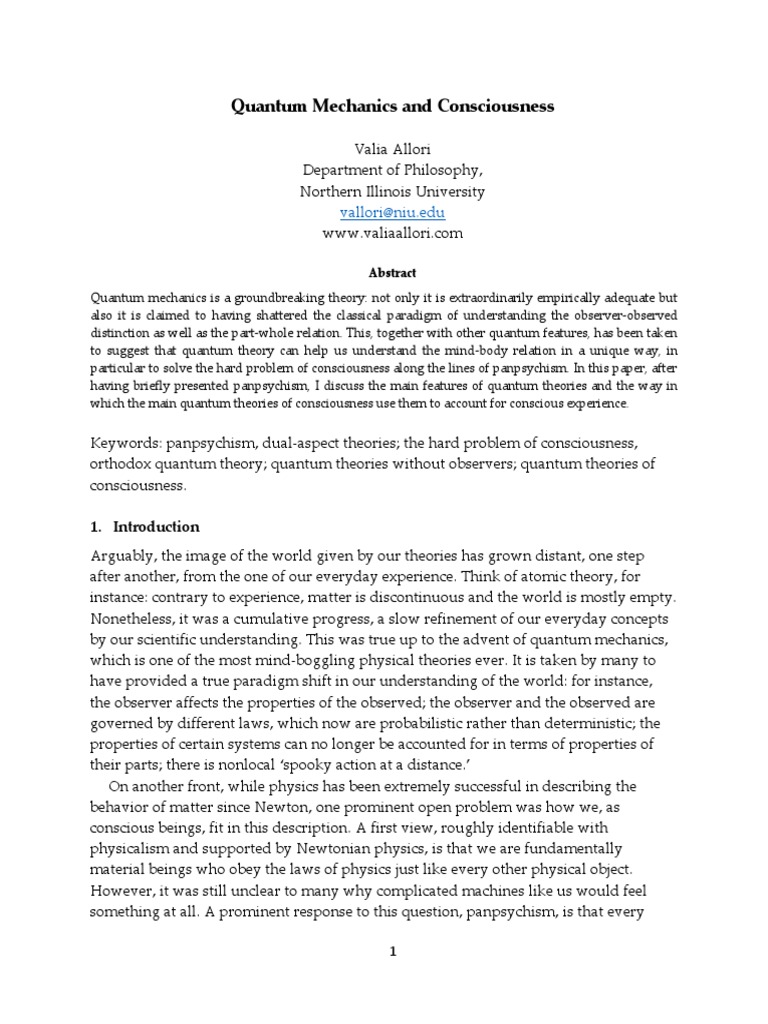 Quantum Mechanics and Consciousness | PDF | Quantum Mechanics ...
