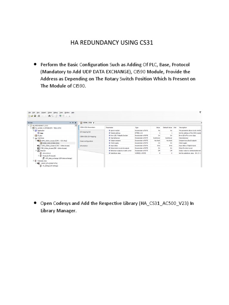 HA Redundancy Configuration in Codesys | PDF