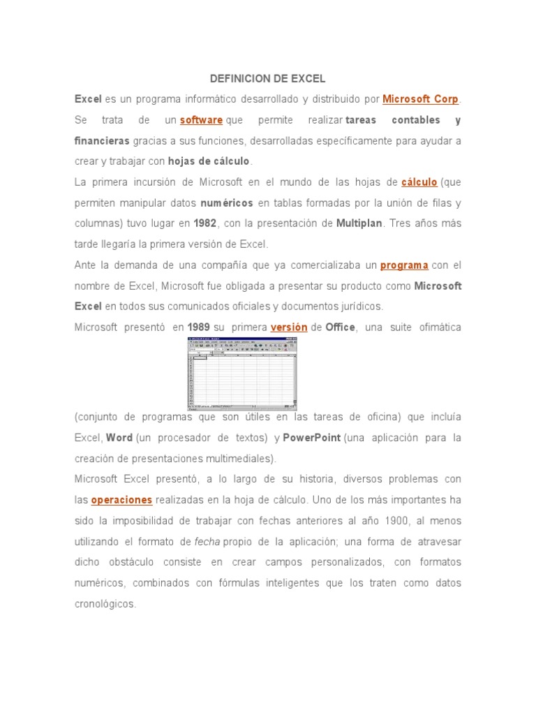 Definición y funciones de Excel | PDF | Microsoft Excel | Hoja de cálculo