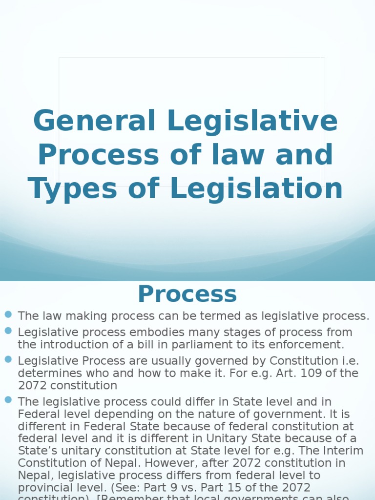 Types and Process of Legislation | PDF | Bill (Law) | Constitution