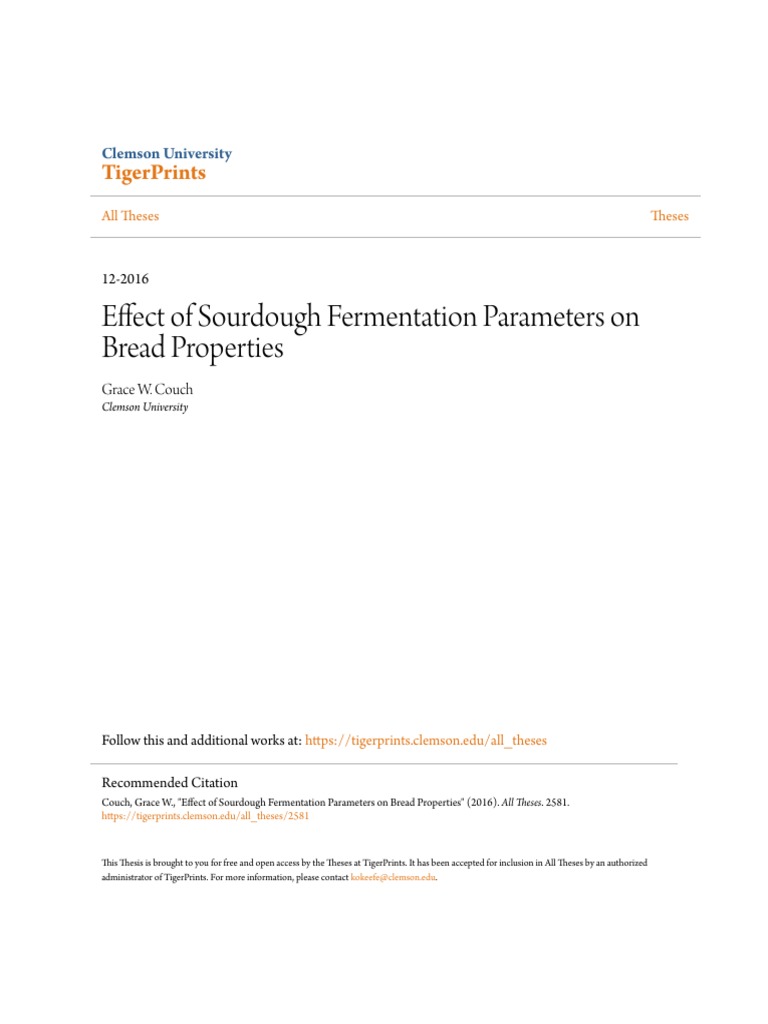 Effect of Sourdough Fermentation Parameters On Bread Properties | PDF ...