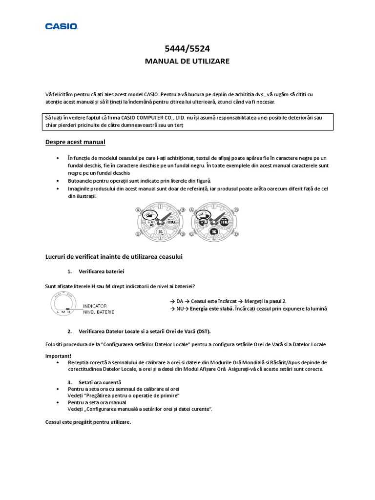 Casio 5444 5524 Manual de Utilizare PDF | PDF