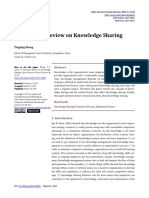 A Literature Review On Knowledge Sharing: Tingting Zheng