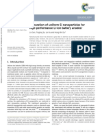 Paper: Preparation of Uniform Si Nanoparticles For High-Performance Li-Ion Battery Anodes