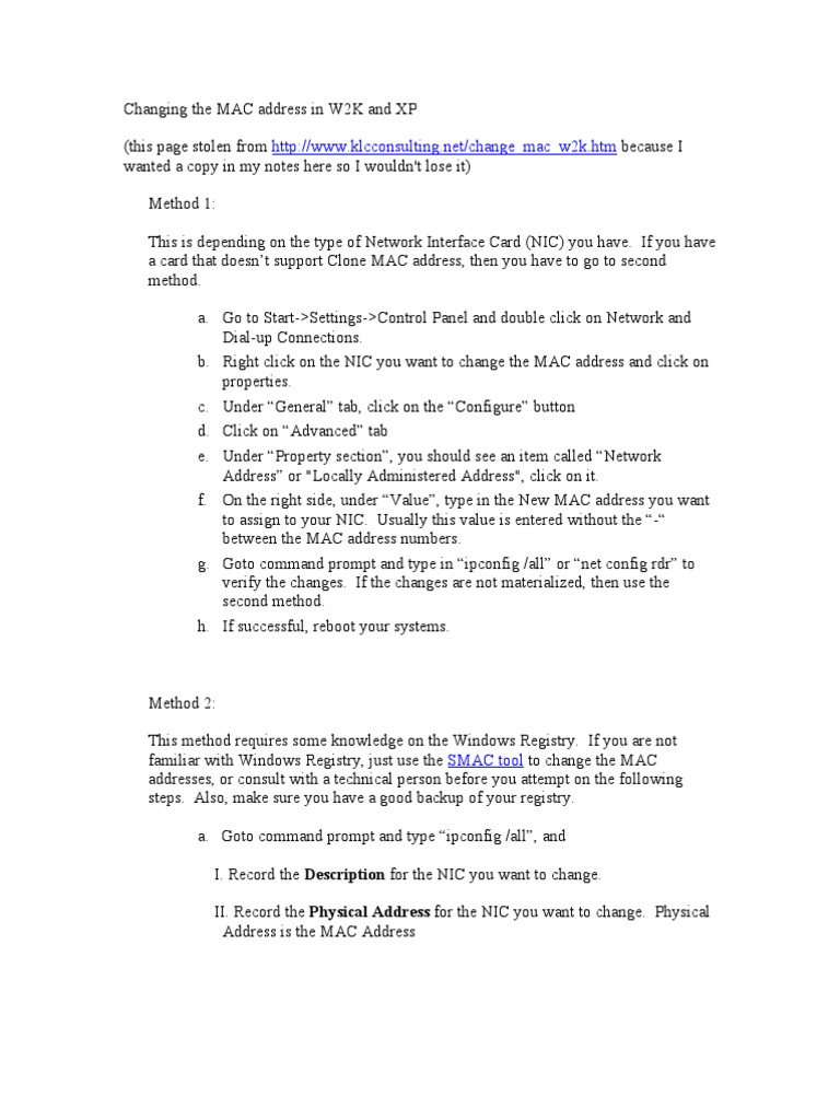 A Comprehensive Guide to Changing Network MAC Addresses in Windows 2000