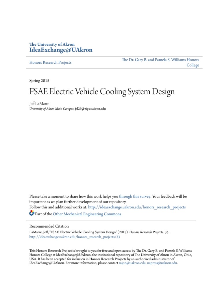 FSAE Electric Vehicle Cooling System Design PDF