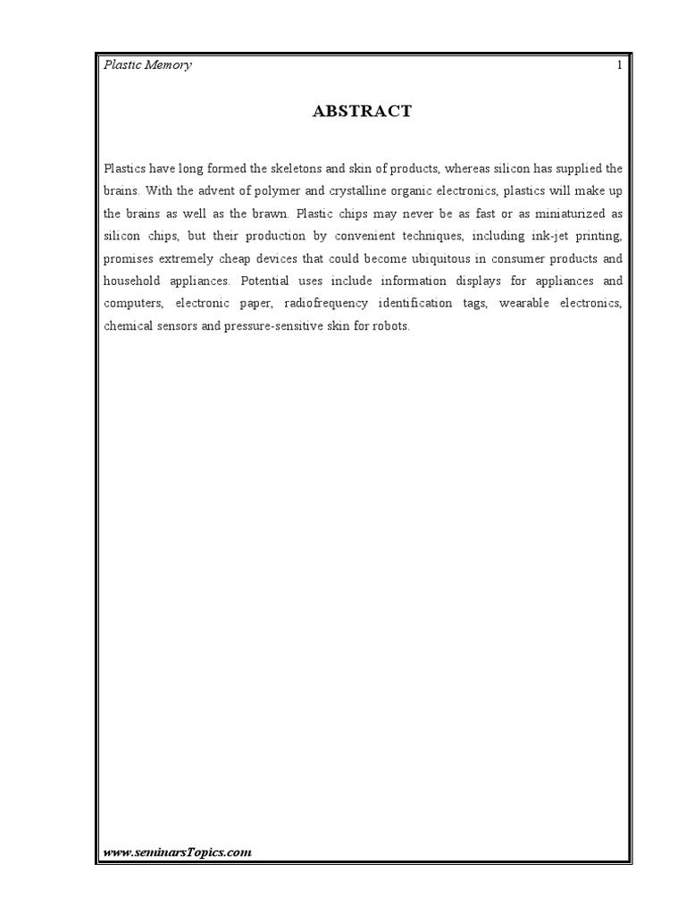 Plastic Memory PDF Flash Memory Insulator (Electricity)