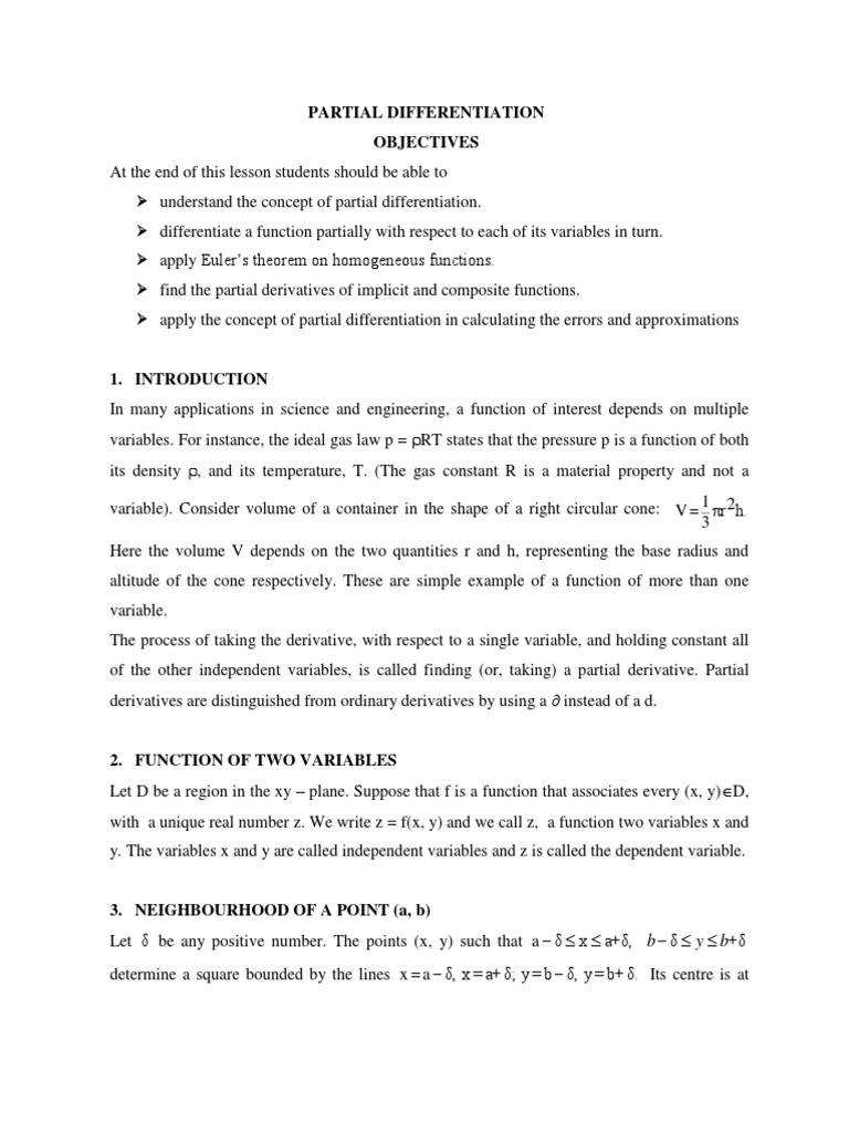 Partial Differentiation Pdf Derivative Sine