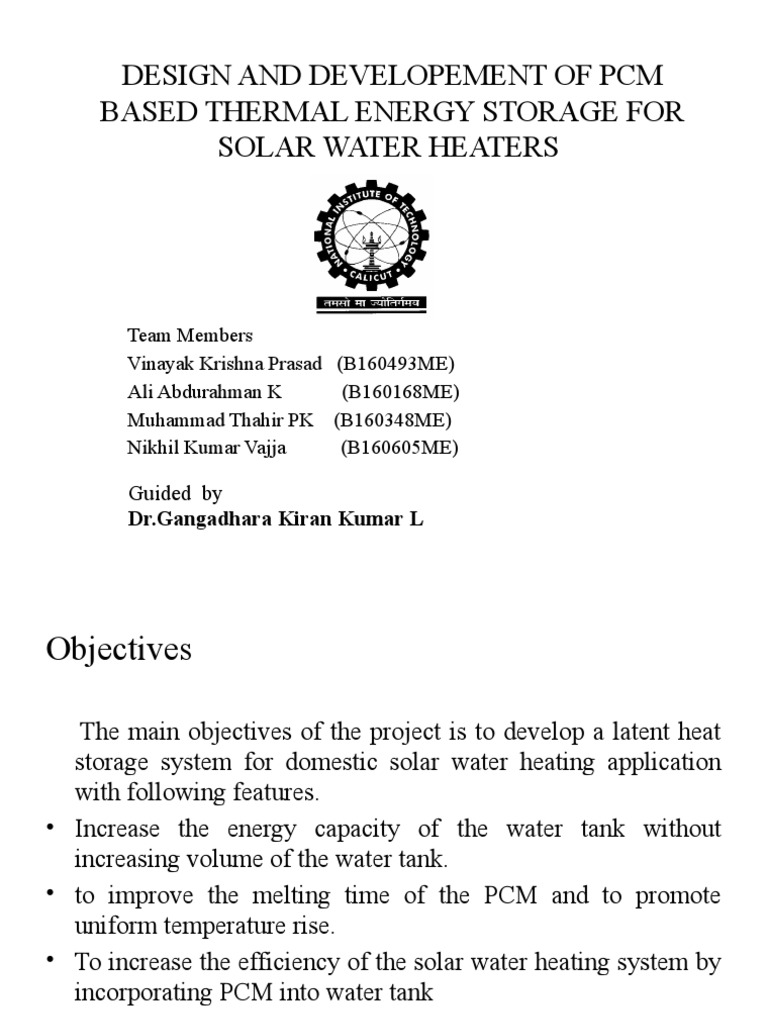 Design and Developement of PCM Based Thermal Energy Storage For Solar ...