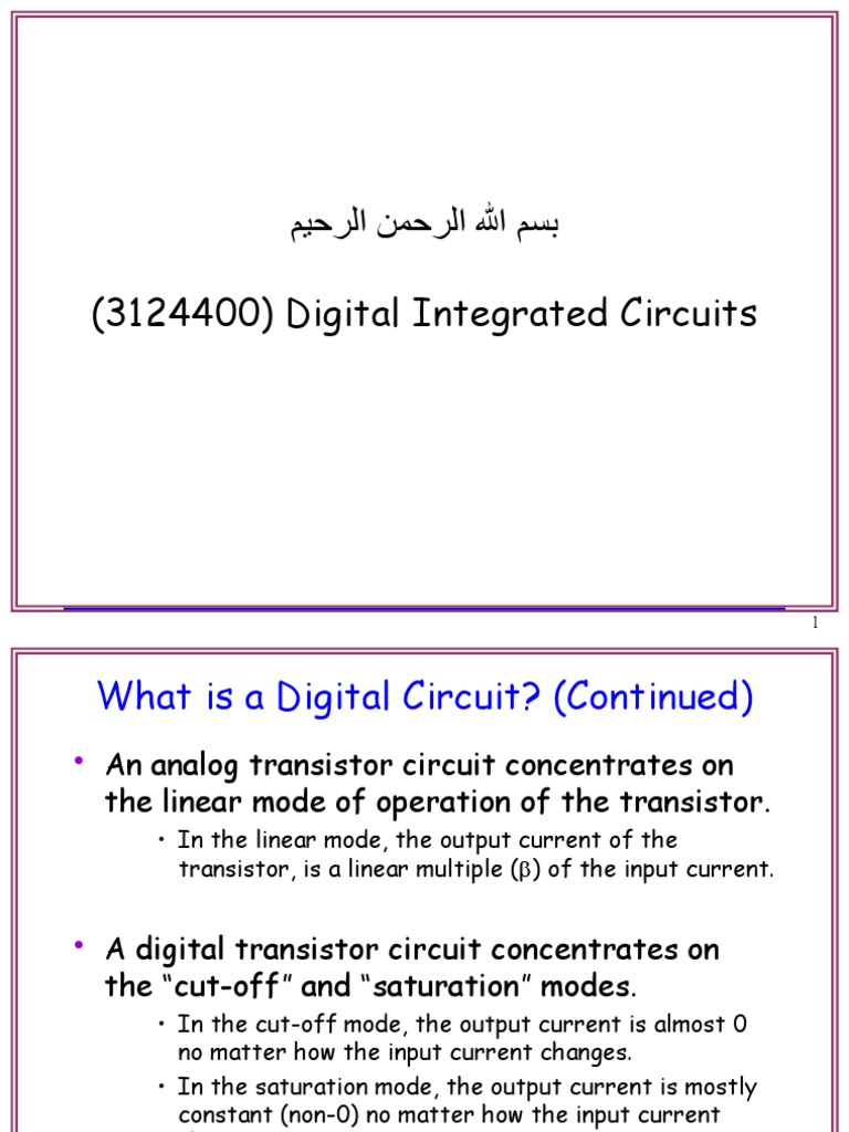 Digital Integrated Circuits Explained | PDF | Semiconductors | Transistor