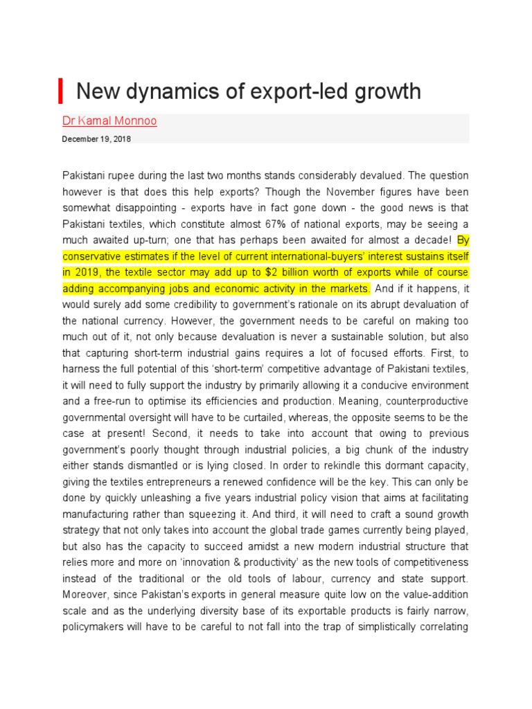 New Dynamics of Export Let Growth | PDF | Devaluation | Economic Growth