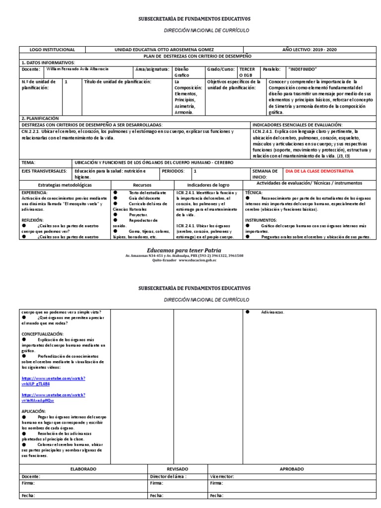 Planificación de Clase Demostrativa EGB | PDF | Plan de estudios ...