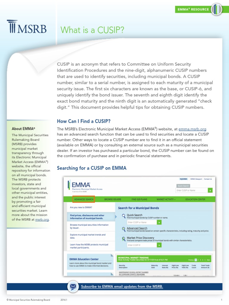 LocatingCUSIPsinvestor PDF | PDF | Cusip | Municipal Bond