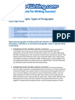 Printable WritingParagraphs TypesofParagraphs HS PDF