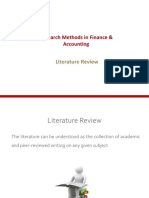 Research Methods in Finance & Accounting: Literature Review
