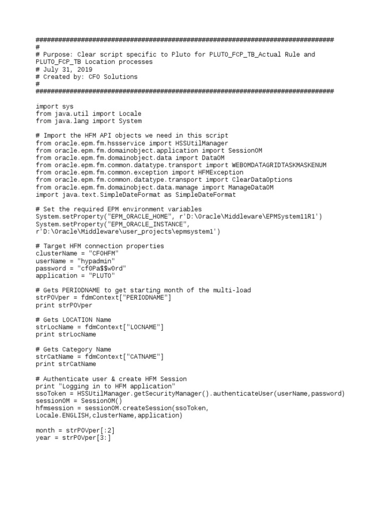 New FDMEE Clear Script 4 Pluto | PDF | Computer Security | Security