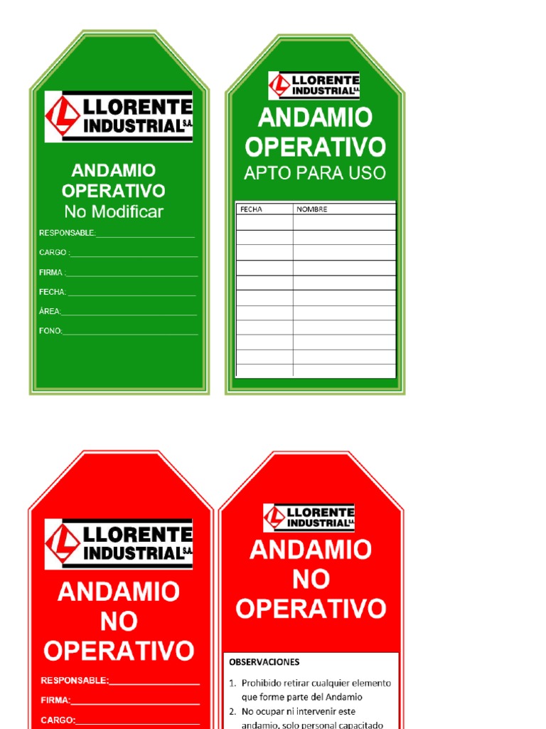 Formato Tarjeta de Andamios | PDF