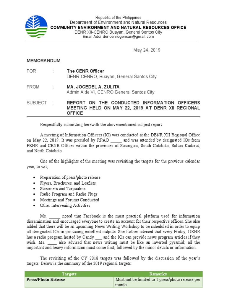 Report - Meeting Info Officer | PDF | Public Sphere | Mass Media